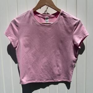 Alo Alosoft Crop Finesse Short Sleeve Top Tee Shirt T-Shirt Sweet Pink Large EUC